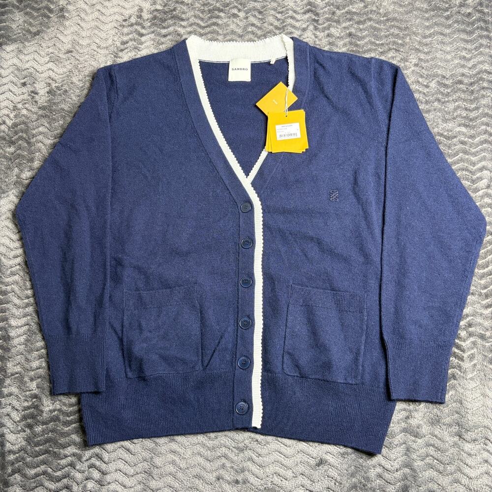 Sandro wool-cashmere buttoned navy cardigan size 0 NWT